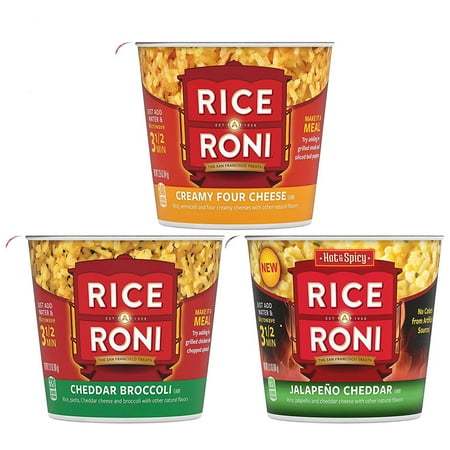 (Best By 06/01/2025) Rice-a-Roni Cheesy Cups 3 Flavor Variety Pack 2.25 Ounce 12 Pack