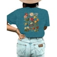 thumbnail image 3 of XCHQRTI Women's Plus Flower Shirt Double Sided Graphic Letter Positive Tshirt, 3 of 3