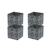 Mainstays Collapsible Fabric Cube Storage Bins (10.5" x 10.5"), 4 Pack, Black and Gray Geometric