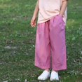 thumbnail image 6 of CPNG Girls Wide Leg Pants Solid Color Elastic Waist Casual Cropped Pants Trendy Baggy Lightweight Breathable Streetwear, 6 of 7