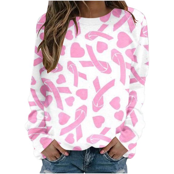 Herrnalise Womens Fashion Womens Sweatshirt Fashion Women's Casual Long Sleeve Round Neck Printed Ladies Sweatshirt Tops Blouse Fall clothes for Womens M