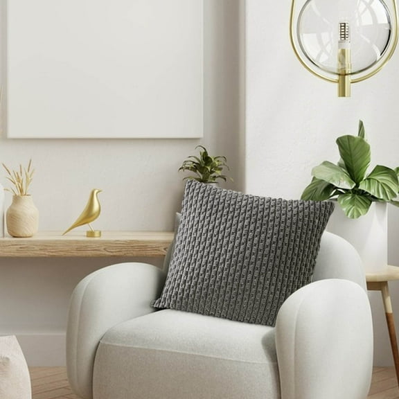 HongHeng 1Pc Decorative Pillow Covers 18x18 Inch Corduroy Throw Pillow Covers for Bed Couch Sofa Living Room Soft Cushion Cases