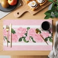 thumbnail image 2 of Valentine's Day Placemats Set of 2, Vintage Pink Roses Floral Green Leaf Pink Flower Stripes Non-Slip Place Mats Washable Table Mats for Kitchen Dining Table Decorations Indoor/Outdoor, 2 of 9