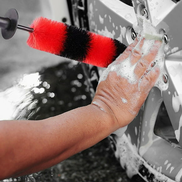 Cepillo para neumáticos de coche con mango de plástico azul, 41 x 6,5 x 6,5 cm. Herramienta de limpieza resistente para suciedad difícil en llantas y neumáticos, ideal para aficionados al
