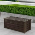 thumbnail image 5 of Keter Westwood 150 Gallon Deck Box Organizer, Doubles as 2-Person Bench Seat, Brown – Large Resin Outdoor Storage and Seating with Lockable Lid for Garden, Pool, and Patio, 5 of 13