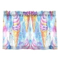 thumbnail image 7 of Yayeee Kitchen Curtains Tier Pair Light Filtering 27"x24" Rod Pocket Short Cafe Window Panel, Watercolor Ice Cream Pattern, 7 of 7