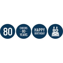 Darling Souvenir Pack Of 190 Pcs Chocolate Labels Cheers 80th Birthday Theme Stickers-Navy Blue