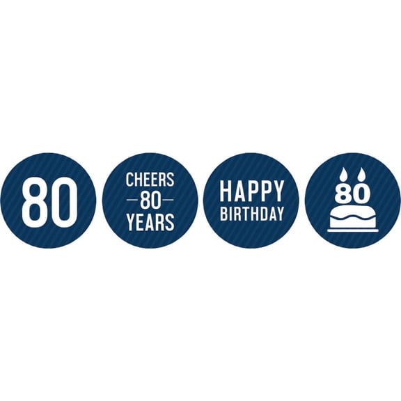 Darling Souvenir Pack Of 190 Pcs Chocolate Labels Cheers 80th Birthday Theme Stickers-Navy Blue
