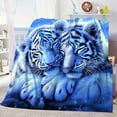 thumbnail image 3 of White Tiger Cubs Print Fleece Blanket Soft 280GSM Cozy Bedspread Suitable for All Season Use Durable Machine Washable Bed Covering with Cute Tiger Cub Design Multi Color ' Room Decor, 3 of 7