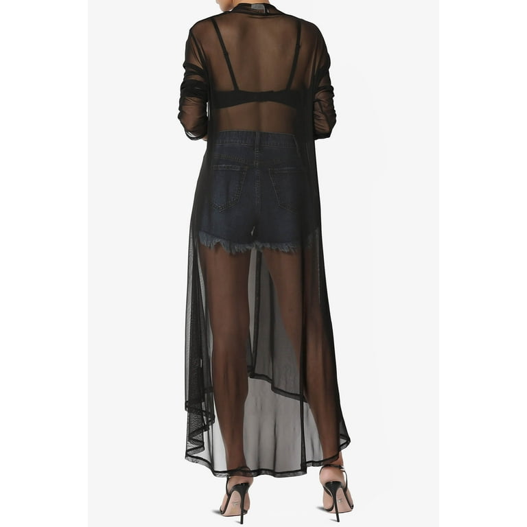 Long black deals mesh cardigan
