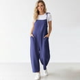 thumbnail image 5 of Cmfcve Women's Casual Jumpsuits V Neck Sleeveless Harem Pants Stretchy Adjustable Strap Overalls with Pockets, 5 of 6