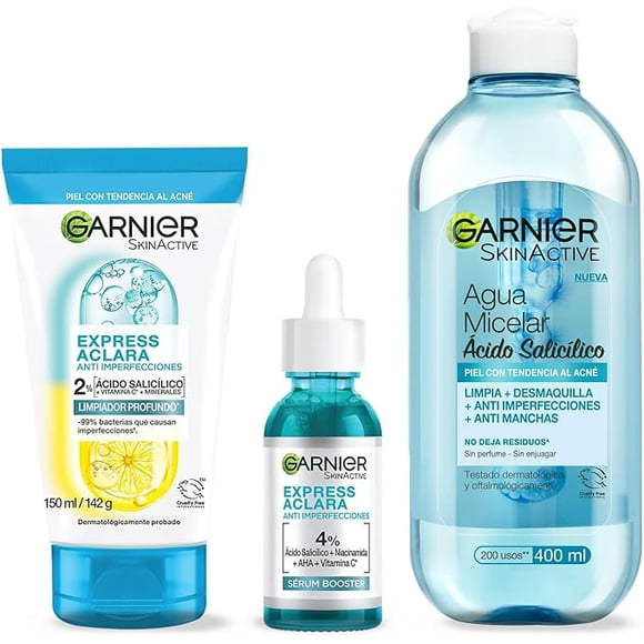 Kit Garnier Rutina Express Aclara Anti Acné Ácido Salicílico 3 Piezas Garnier NA