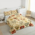 thumbnail image 3 of Feelyou Romantic Love Heart Queen Comforter Set, Vintage Rose Floral Bedding Sets, Bohemian Western Theme Reversible Bedding Comforter Set, Lightweight Room Decor, 3 Pieces, 3 of 8