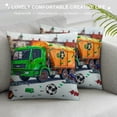 thumbnail image 3 of Cartoon Car Kids Duvet Cover Set Full Size,City Garbage Truck Plaid Retro Grid Comforter Cover with  Pillowcases,Green Recycling Trash Can Print Breathable Bedspread for Boys Teens,Pillow Sham, 3 of 5