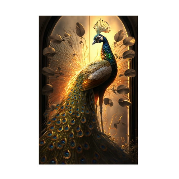 Canvas Wall Art - Ray Heere 'Proud Peacocks 1' Wall Art for Living Room, Bedroom, or Office Décor by Trademark Fine Art - 12 x 19 Inches