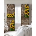 thumbnail image 3 of Spring Sunflowers Blackout Curtains, Light Blocking Print Window Curtains, Farmhouse Brown Wooden Plank Thermal Insulated Window Drapes for Living Room Kitchen Cafe 2 Panels, 104"W x 52"L, 3 of 9
