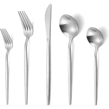 

Matte Silverware Set 40-Piece Stainless Steel Flatware Set Satin Finish tableware Cutlery Set Service for 8 Home and Restauran