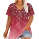 thumbnail image 1 of Camisetas Casuales de las Mujeres Más Tamaño V-Cuello Impresión Manga Corta Color Sólido Base de Verano Superior, Ligero para Diario, 1 of 9