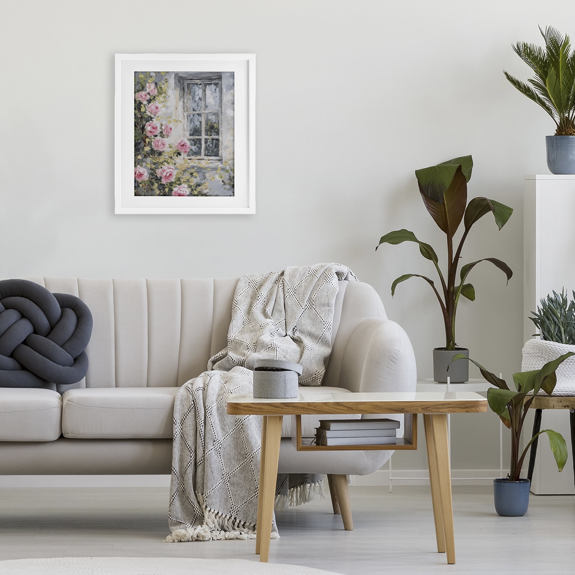 Stupell Industries View Of Roses Cottage Window White Framed Print Under Glass, design by LSR Design Studio