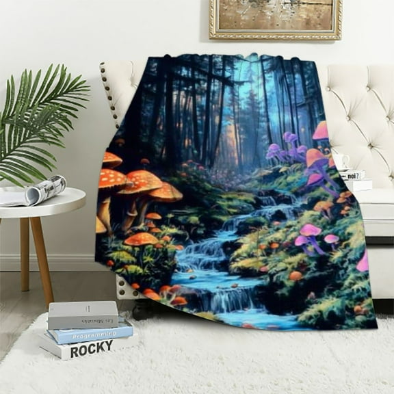 BCIIG Mushrooms Warm Lightweight Blanket Soft Fleece Blankets All Seasons Sofa Decor Gifts Blanket 40x50in