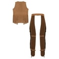 thumbnail image 2 of TTAO Mens 2Pcs Faux Suede Cowboy Clothes Carnival Fringe Vest Tops Rave Outfits with Tassel Assless Chaps Set Brown M, 2 of 7