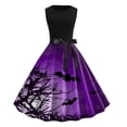 thumbnail image 1 of Robe Sans Manches à Col Rond Imprimée pour Femmes, Robe de Bal Élégante et Fluide pour Fête, 1 of 3