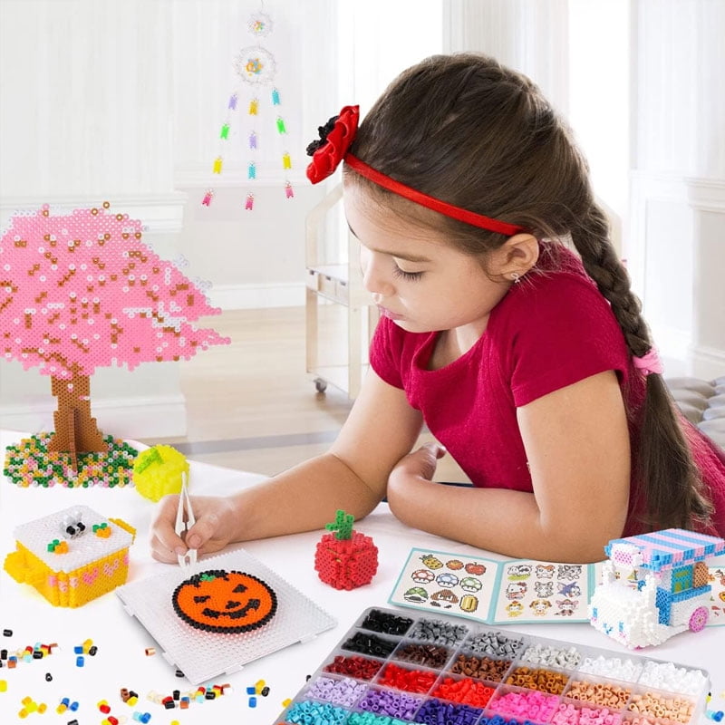 Complete DIY Fuse Beads Craft Kit – 72 Colors, Perler Bead Pen, Deluxe Tool Set, 4000 Black and White Beads