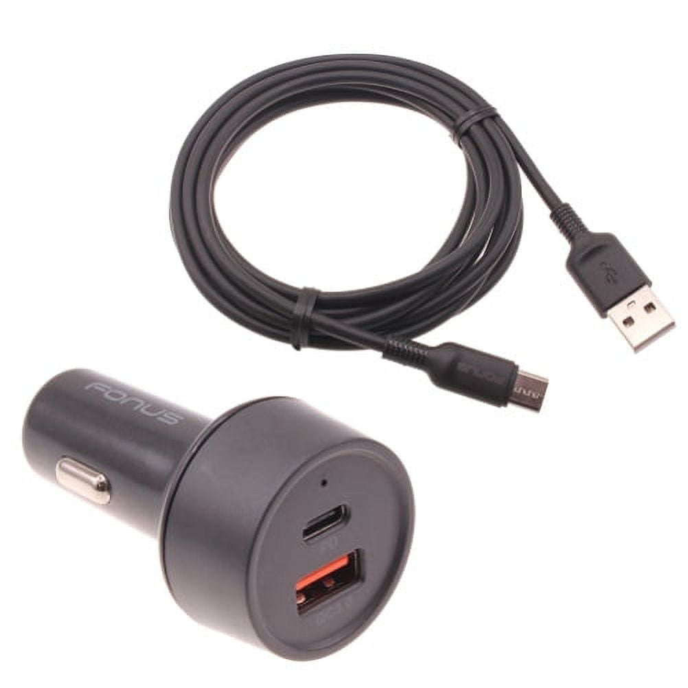 36W Quick Car Charger for Nokia C110/C210/C100 - 2-Port USB Cable Type-C PD Power Adapter DC Socket