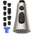 thumbnail image 1 of FrostHike Pull Down Faucet Head Replacement with 9 Adapters Compatible with Moen Delta Faucet Head, 3 Function Kitchen Sink Faucet Sprayer Head, Brushed Nickel Finish Kitchen Faucet Head, 1 of 5