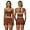 Brown, variant on PISONIC Women Two Piece Workout Sets Color Block Backless Tank Top and High Waist Booty Lifting Shorts Gym Yoga Active Outfits