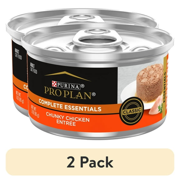 (2 pack) Purina Pro Plan Complete Essentials, Chicken, Wet Cat Food, 3 oz Cans, 24 Pack