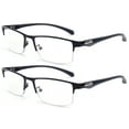 thumbnail image 6 of 2 Packs Progressive Multifocal Reading Glasses Blue Light Blocking for Men,No Line Trifocal Readers, Half Rim Metal Frame, TR90 Temple, Reading Glasses + 3.00, 6 of 8