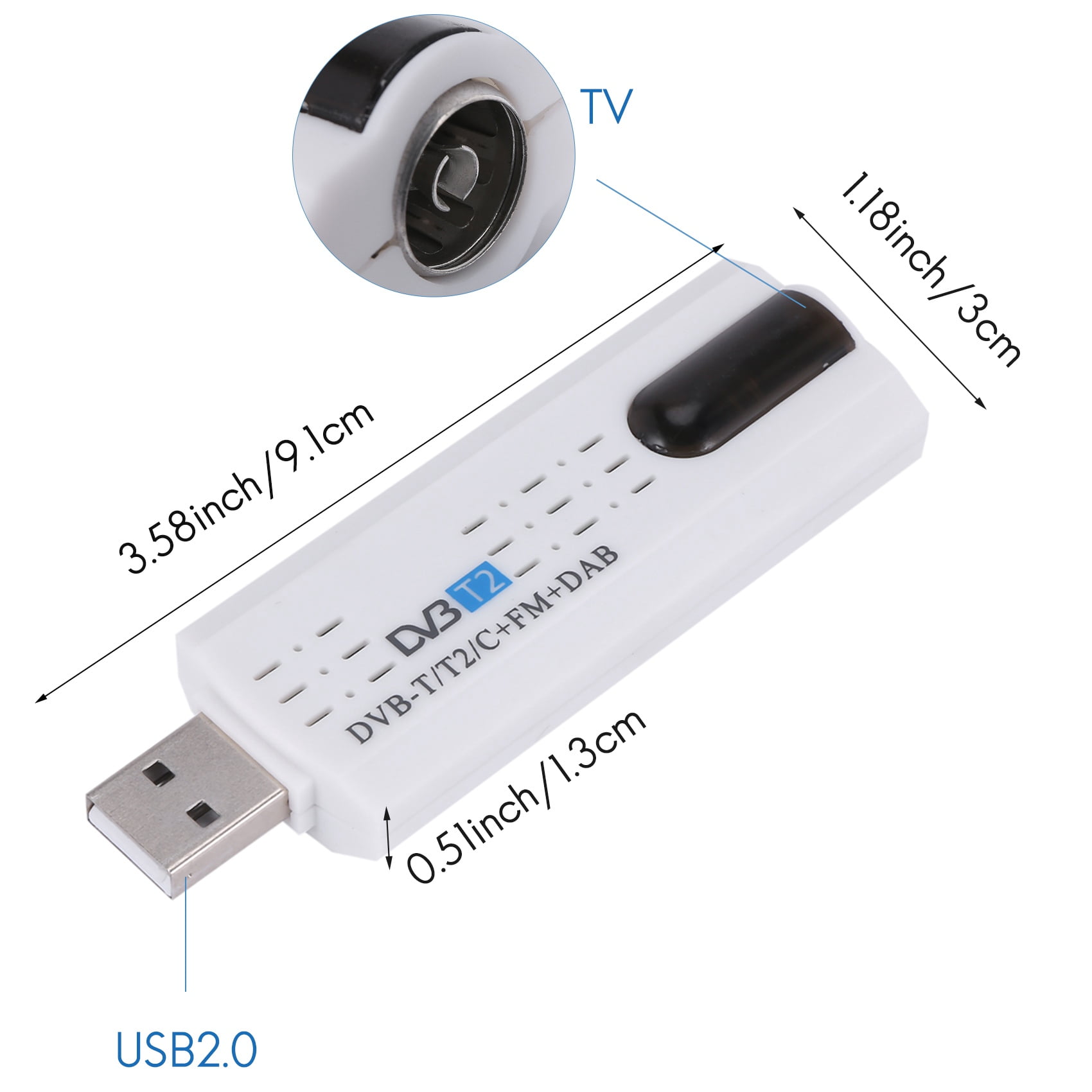 USB 2.0 DVB-T2 FM DAB TV Tuner HDTV Stick Receiver TV Dongle for PC  Computer