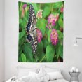 thumbnail image 1 of Swallowtail Butterfly Tapestry, Rare Butterfly on Blooming Spring Flowers Ecology Nature Theme, Wall Hanging for Bedroom Living Room Dorm Decor, 60W X 80L Inches, Green Pink Black, by Ambesonne, 1 of 2