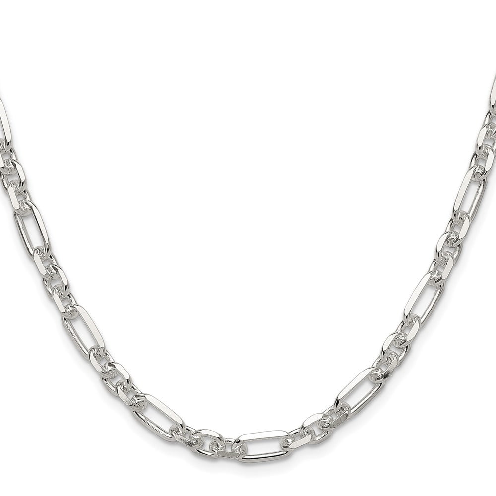 Diamond2Deal 925 Sterling Silver Diamond-Cut 6mm 3 Short Plus 1 Long Cable Link Chain Necklace for Men 24"