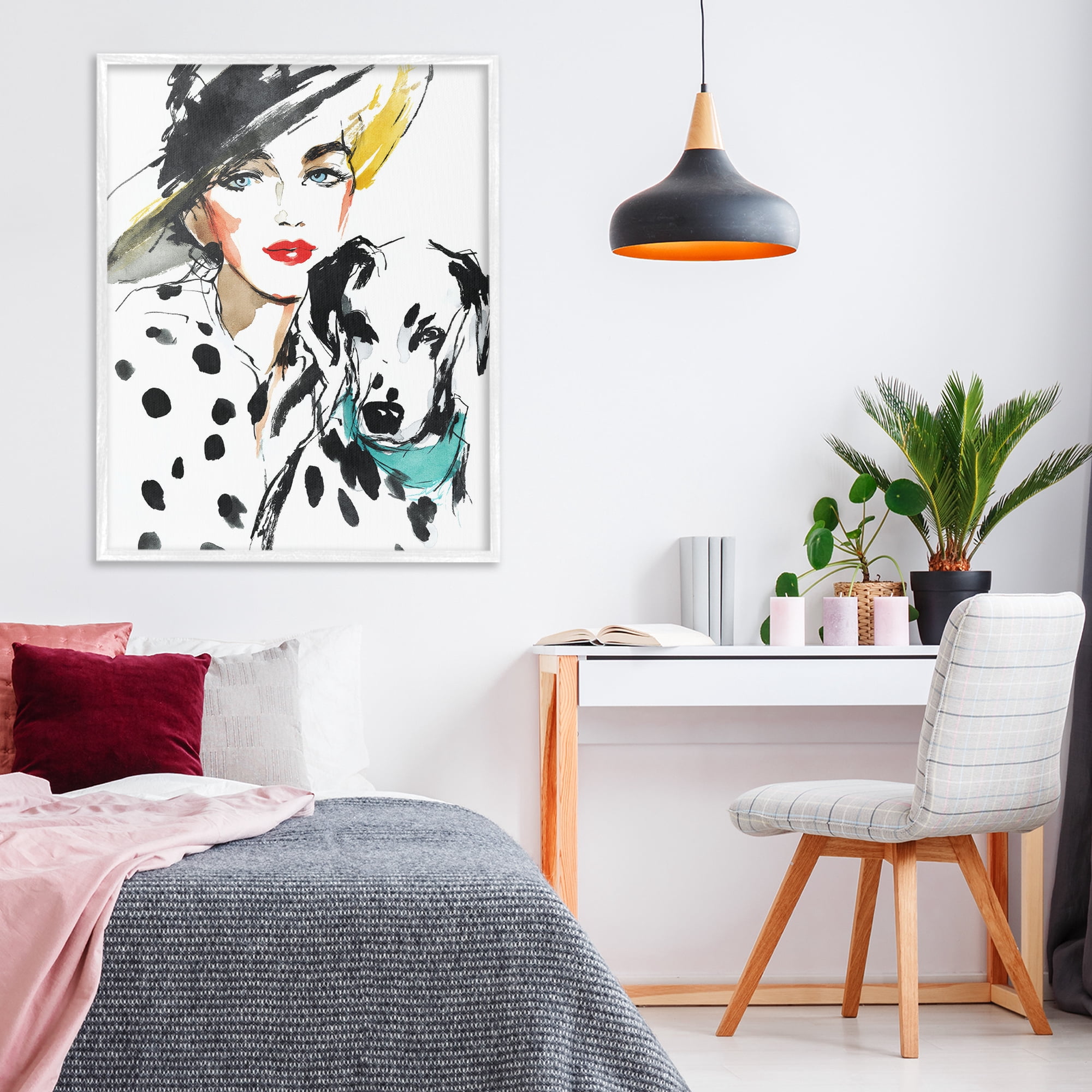 Stupell Industries Trendy Dalmatian Muse White Framed Giclee Art, design by Svetlana Aleynikova