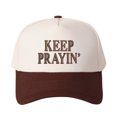 thumbnail image 3 of KEEP PRAYIN' Letter Embroidered Color Block Trucker Hat Unisex Adjustable Cotton Breathable Fashion Cap for Travel Daily Wear, 3 of 10