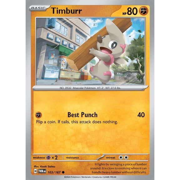 Pokemon Scarlet & Violet Twilight Masquerade Common Timburr #103