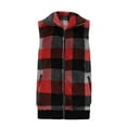 thumbnail image 5 of Srogem Womens Plaid Fleece Vest Casual Sleeveless Fuzzy Sherpa Vest Fluffy Zip Jacket Warm Outerwear, 5 of 7