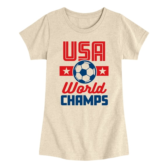 Instant Message - USA Soccer World Champs - Youth Girls Fitted Short Sleeve T-Shirt