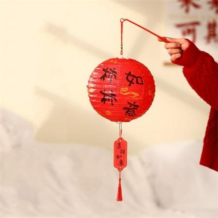 

Girlsshop Diy Mid-Autumn Lantern Red Lantern Handmade Led Light Traditional Festivals B