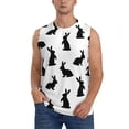 thumbnail image 2 of Lsque Black Rabbit Print Men's Cotton Blend Sleeveless Muscle Shirts (S-3XL)- Moisture Wicking, Odor Protection, UPF 30+,Small, 2 of 8
