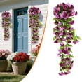thumbnail image 2 of Artificial Fake Hanging Flowers Plants Baskets for Outdoor Outside Porch Decoration,Faux Silk Hotpink Realistic UV Resistant Roses Long Vines in Planter for Spring Summer Home Patio Balcony, 2 of 9