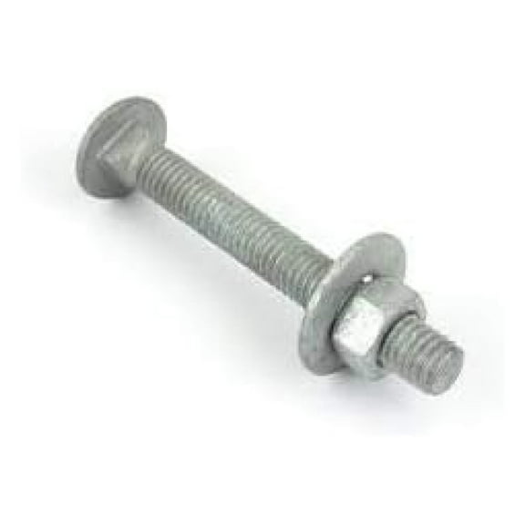 3/8"-16 x 5" Hot Dipped Galvanized Carriage Bolt w/Nuts & Flat Washers, Grade A, Full Thread, Quantity 50 - by Bilot,