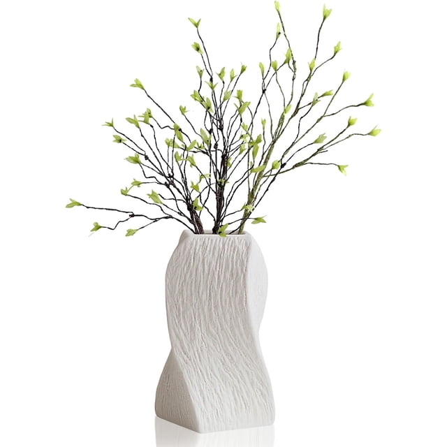 Jarron De Ceramica Moderno Florero Minimalista,Jarrones Decorativos Modernos,Jarrones Geométrico Utilizados en la Mesa de la Boda, Fiesta, Escritorio,Sala de Estar, Dormitorio de Oficina (Blanco)