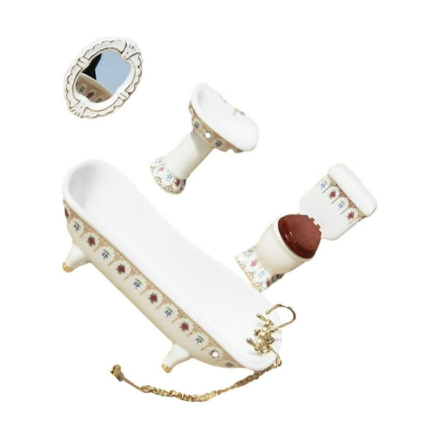 Ruiboury Baignoire Miniature Lavabo Miroir Ensemble d'Ajout pour Mini Maison type 1 3Set