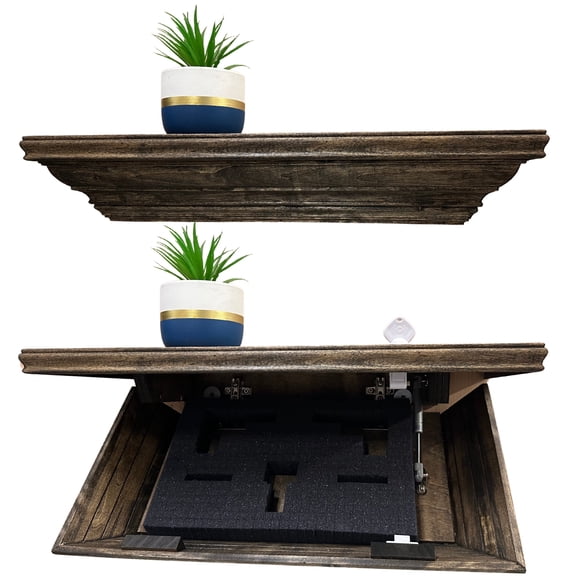 Hidden Storage Shelf Floating Mantle (Jacobean) by Bellewood Designs
