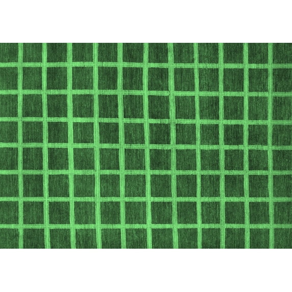 Ahgly Company Indoor Rectangle Checkered Emerald Green Modern Area Rugs, 3' x 5'
