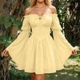 thumbnail image 3 of Renaissance Dress Women Long Bell Sleeve Off Shoulder Chiffon A Line Flowy Corset Dress Victorian Fairy Dresses, 3 of 6