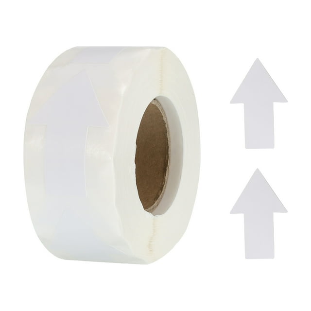 Flecha Pegatina Etiquetas 500 Cuenta/Rollo 1.3x2 Pulgadas Blanco Adhesivo Flecha Forma Letreros para Recortes Álbum Bricolaje Artesanía Organizar Inventario